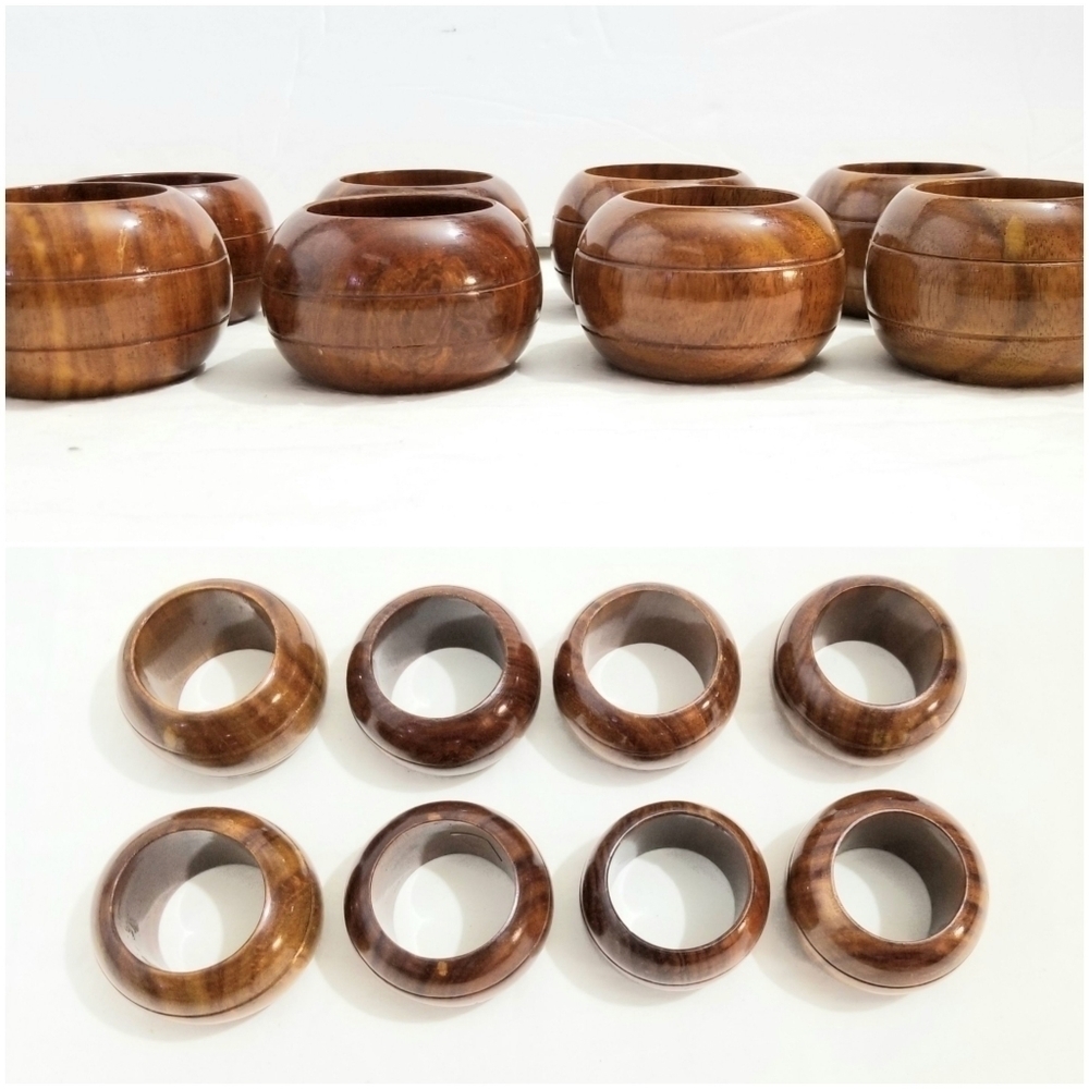 Vaishali International Wooden Napkin Ring Holders,  Set.of 8